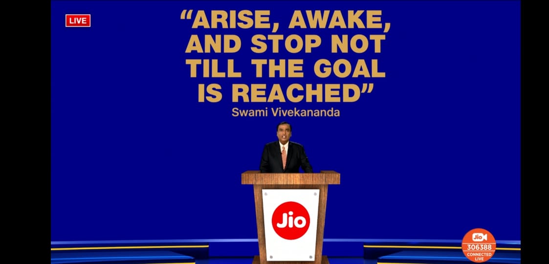 (15/n) Arise, Awake, and Stop not till the goal is reached.Concluding the  #RelianceAGM on an optimistic note.