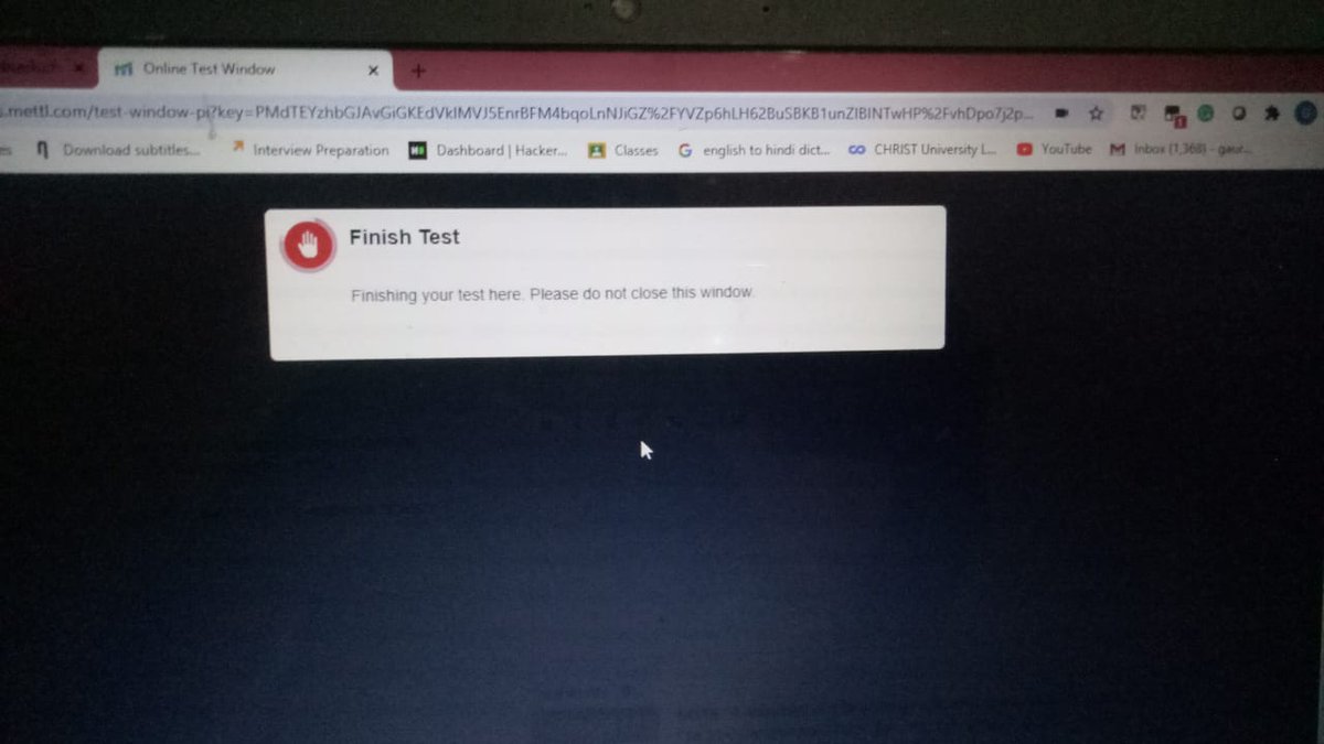 1. Poor Connectivity - If you get disconnected your exam will be terminated.

2. @MercerMettl - If any technical error will be there becoz of useless @MercerMettl platform u have to again retake your exam.

#StudentsAgainstExam
#christuniversity_cancel_exam 
#christuniversity