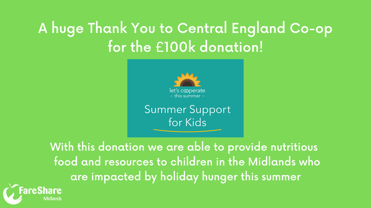 FareShareMids's tweet photo. Thank you @mycoopfood for your incredibly generous donation of £100,000 to help support children impacted by holiday hunger.
Read more about the donation & CEC's #SupportforKids Campaign: https://t.co/ubWM4d4Bu0
#SupportforKids #HappynotHungry #FightHunger #FareShareMidlands https://t.co/bOG1UiShkw