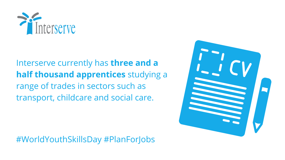 interserve's tweet image. As one of the UK's top 10 apprenticeship providers, we are committed to unlocking young people's potential and helping them take the first steps on their career paths #WYSD2020 #WorldYouthSkillsDay #apprenticeships