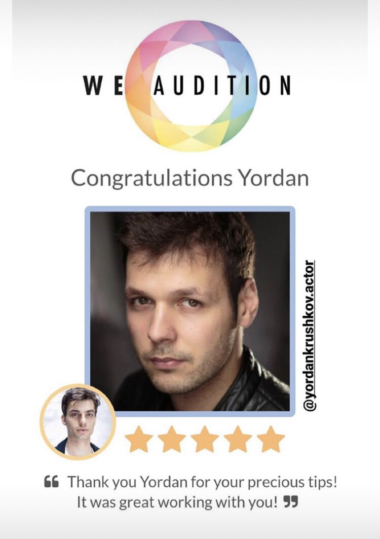 yordankrushkov's tweet photo. First review! @WeAudition is a #GameChanger in the #actors life! Was exiting experience to be a virtual reader for @Vaslov1 twice in a day! #WeAudition https://t.co/s13N5i1ZSQ