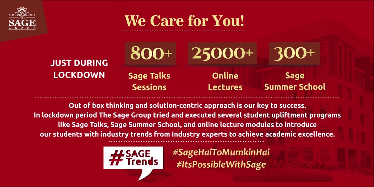 sa1309's tweet photo. The whole world stopped but our commitment towards our students never stops. We care for the future of our students and at the same time always try new solutions to achieve excellence.

#SageTrends #SageHaiTohMumkinHai
#It'spossibleWithSage
#Adimissons2020
#sirt https://t.co/x4XTu3hlhz