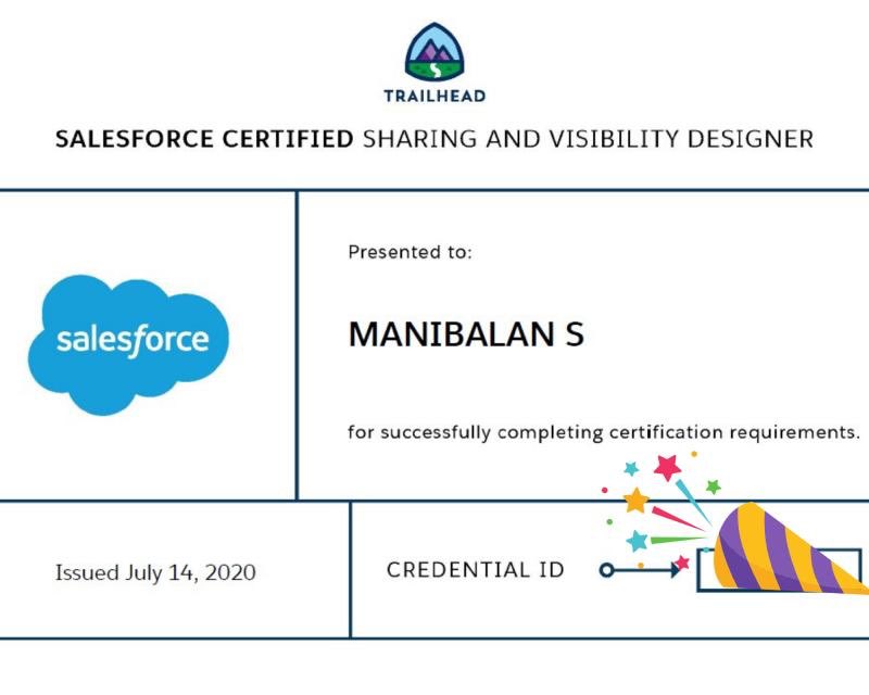 manibalan_s's tweet photo. Cleared my Sharing and Visibility Designer exam Y’day and now I am a Salesforce Certified Application Architect:) Thanks @krish_vamsi and @techforce_au team!! Also, thanks to @FocusOnForce for the study material!

Last but not the least, thanks to my family for their gr8 support! https://t.co/YBDZBNQt7X