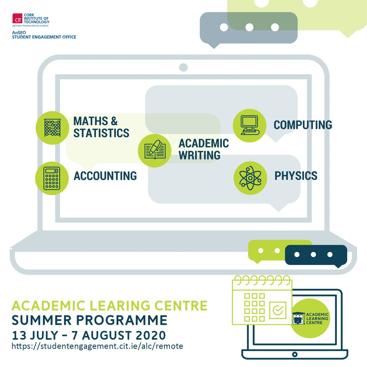 MTU_ie's tweet photo. We may not be be in our usual rooms but the #ALCSummerProgramme is buzzing with activity today - 7 lecturers are online to answer your questions in Maths and Stats, physics, Accounting, Programming and Writing Skills. To get in on the action email academiclearning@cit.ie #AnSEO https://t.co/oCbCtzvwfy
