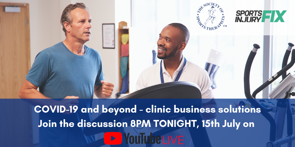 TheSSTofficial's tweet photo. Join #SSTExtra Partner @SportsInjuryFix with @malcsloan @theEndurancePT tonight 15th July 8pm LIVE on YouTube talking SIF clinic management solutions for business during COVID-19 &amp; beyond 

https://t.co/7JyWhX6JPo https://t.co/75s0nzQwZ4