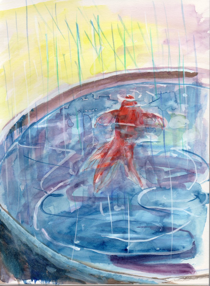 「雨の日の金魚鉢

雨は、やさしく程よく、降って欲しいなぁ(^_^;)

#イラス」|ごまらーめんのイラスト