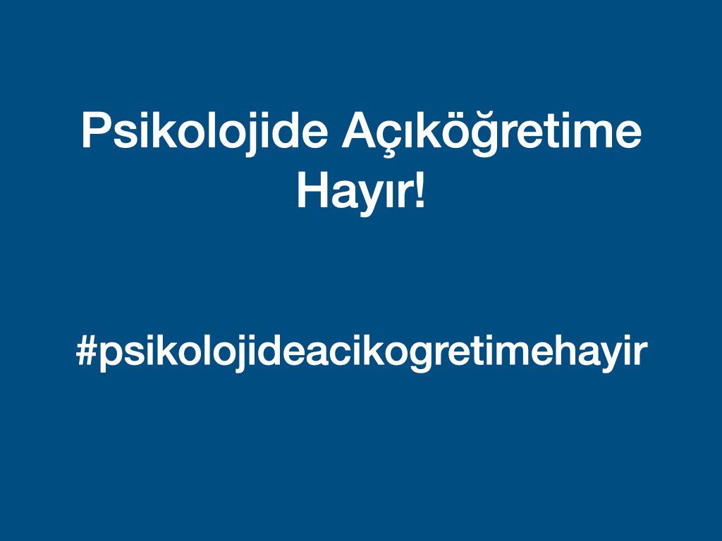 Kararın toplumsal ve bireysel zeminde olumsuz sonuçlarının olacağı şüphesizdir. Bu sebeple bu mücadele hepimizindir
Kamuoyuna ulaşmasıda hepimizin sorumluluğudur

#psikolojideacikogretimehayir 
<a href="/RTErdogan/">Recep Tayyip Erdoğan</a> <a href="/kilicdarogluk/">Kemal Kılıçdaroğlu</a> <a href="/meral_aksener/">Meral Akşener</a> <a href="/dbdevletbahceli/">Devlet Bahçeli</a> <a href="/mithatsancarr/">Mithat Sancar</a> <a href="/PervinBuldan/">Pervin BULDAN</a>
