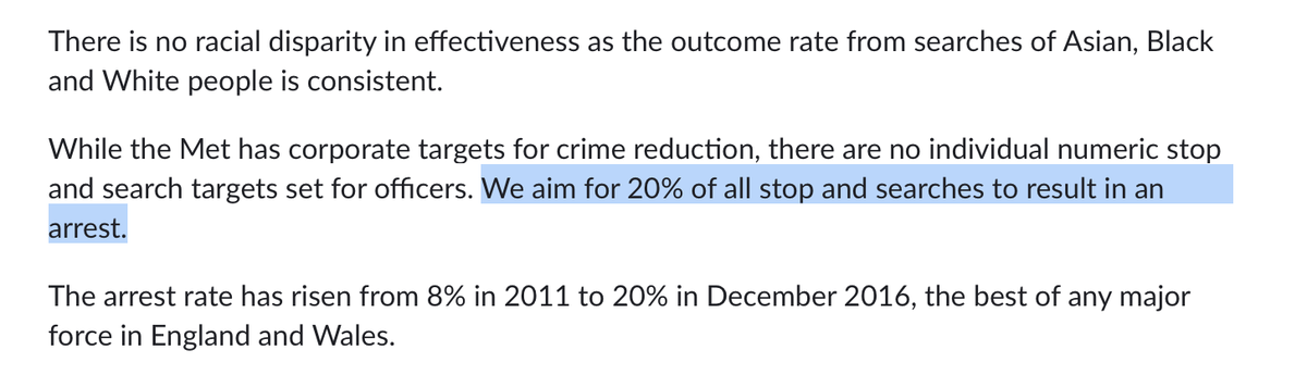 Moreover, after another 2 clicks, I learnt the Met’s TARGET for ‘positive outcomes’ is … wait for it … 20%. Let that sink inThe very stat (80% 'negative outcomes') that we’re supposed to be outraged by suggests the police are meeting their official target. /12