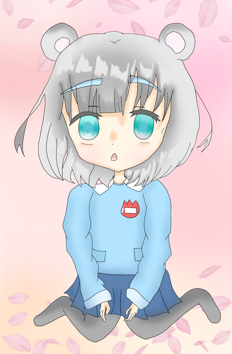 おばな ゆきみちゃんの擬人化描いてみた イラスト 絵 あつ森 どうぶつの森 オリキャラ ミニキャラ 女の子 色塗り