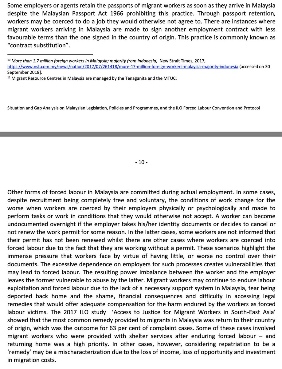 "Situation and gap analysis on Malaysian legislation, policies and programmes, and the ILO Forced Labour Convention and Protocol” https://www.ilo.org/wcmsp5/groups/public/---asia/---ro-bangkok/documents/genericdocument/wcms_650658.pdf