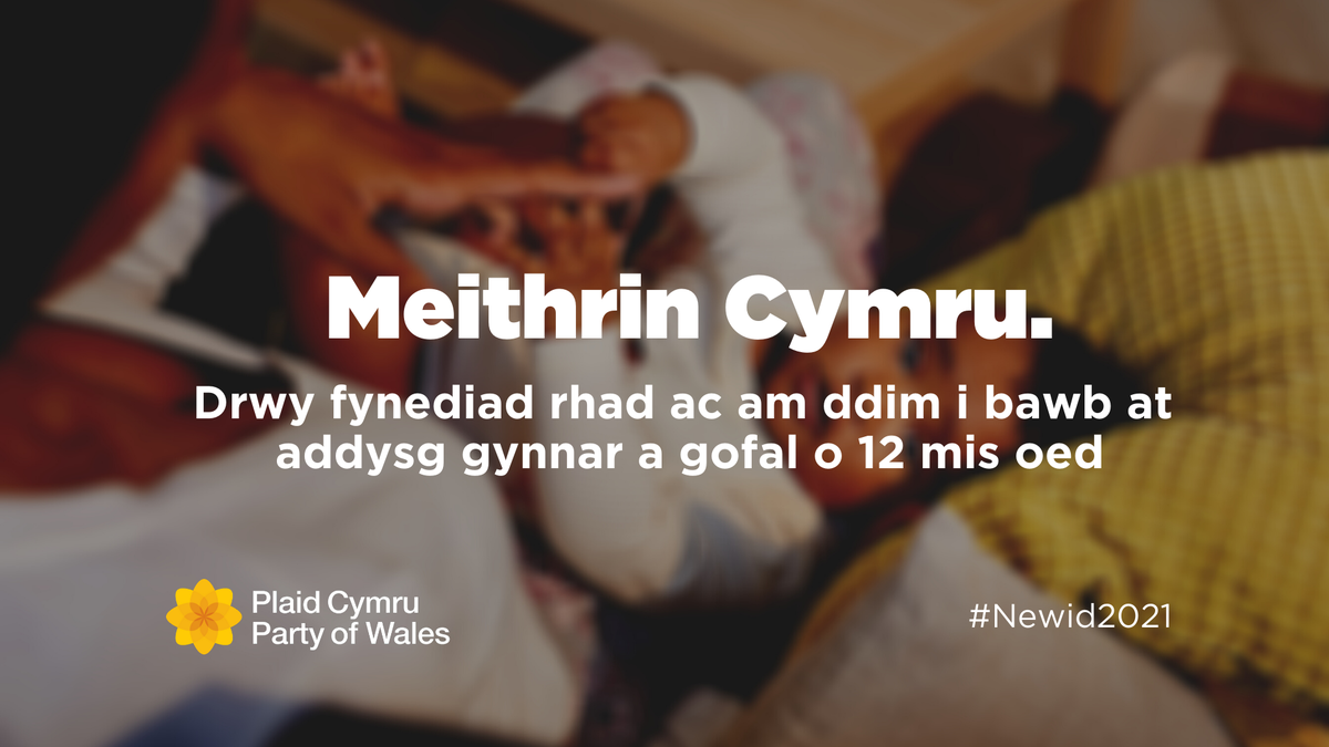 Baich arall ar gyllidebau deuluoedd yw gofal plant, hoffai Plaid Cymru ysagafnhau'r baich hwn trwy gynnig gofal plant blynyddoedd cynnar am ddim o 12 mis oed bydd yn rhoi hwb i incwm miloedd o deuluoedd.
#Newid2021