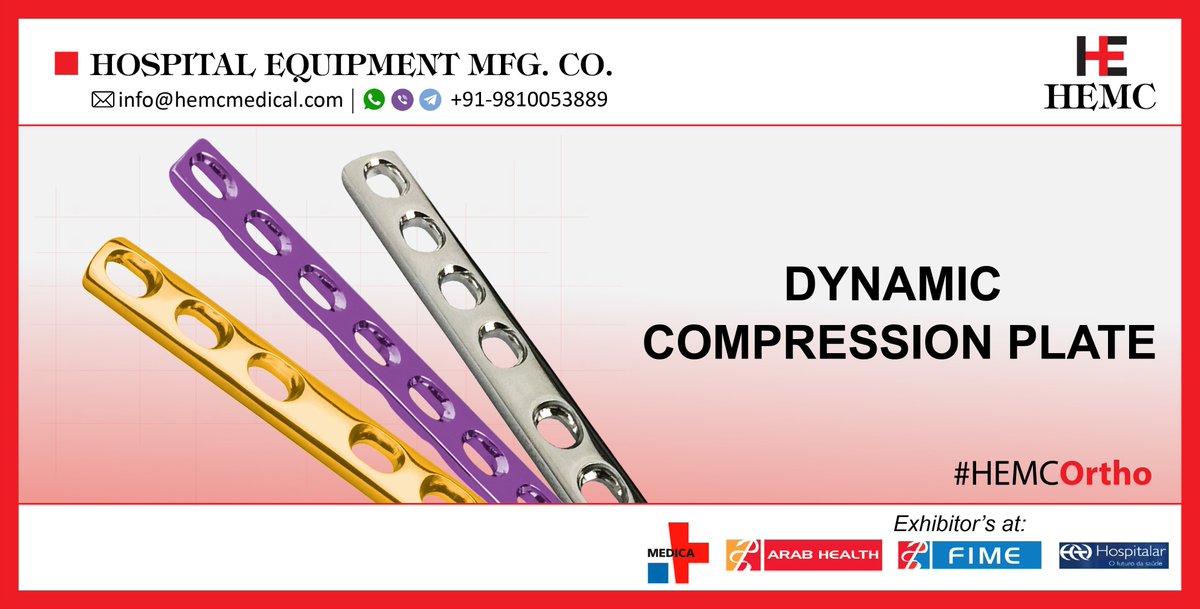 HemcOrtho's tweet image. We are engaged in offering a wide range of high quality #DynamicCompressionPlates. Additionally, offered range is appreciated for optimum performance and longer service life. Visit: tinyurl.com/ycmlx2ov
#SmallFragmentSet, #TraumaImplants, #HEMCMedical, #HEMCOrtho, #HEMCIndia