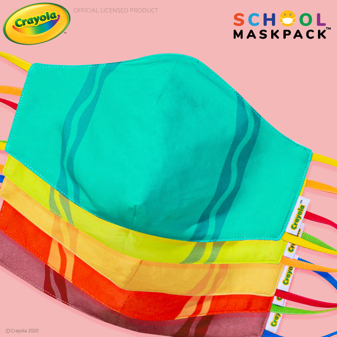 schoolmaskpack's tweet photo. What’s your favorite mask pack for teens and adults? Our adult size fits ages 12+ and adjusts to fit a wide variety of face shapes and sizes! Pre-order: https://t.co/TlBgMk3QLJ. #Crayola #CrayolaKids #SchoolMaskPack #Kidsmasks https://t.co/oul4jSb60r