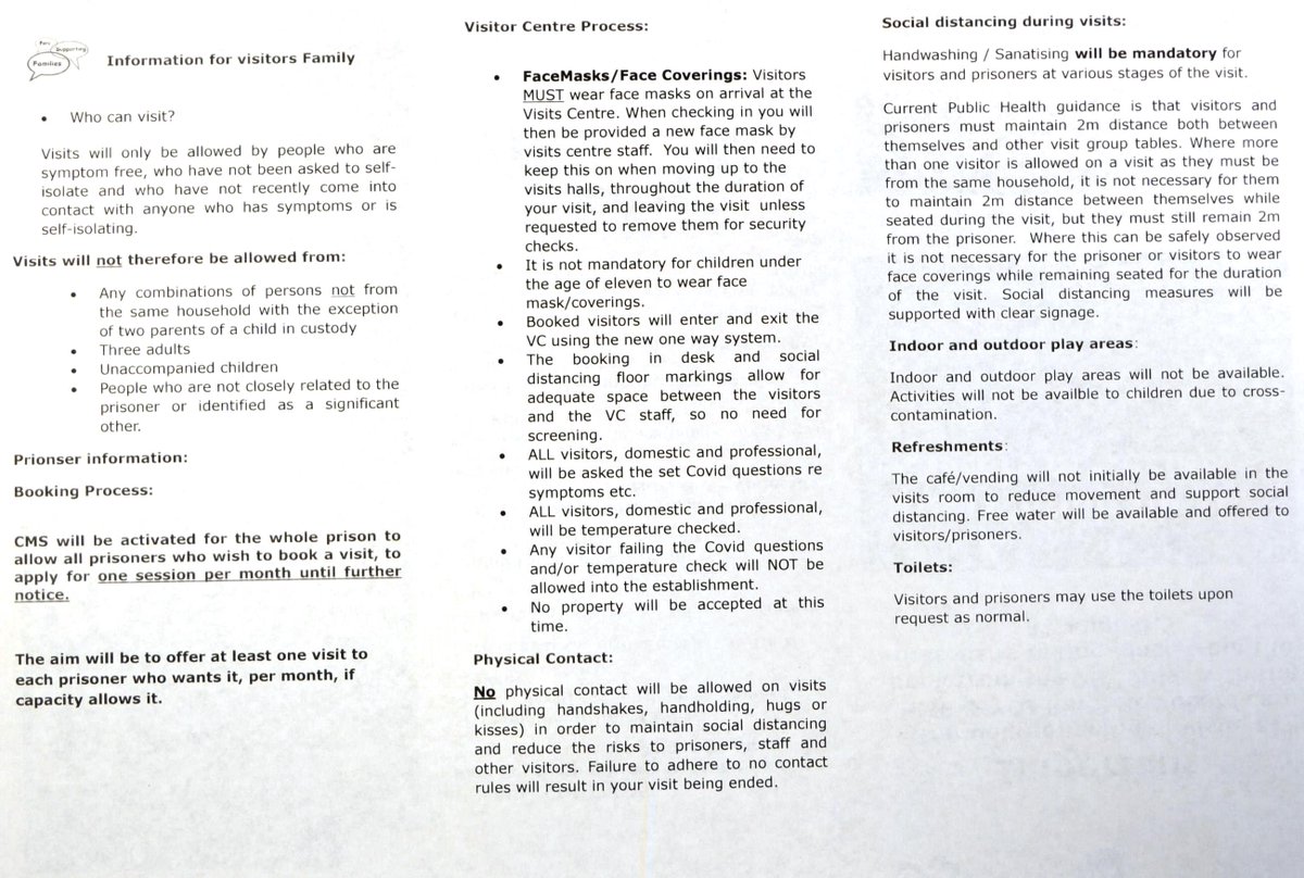 forder_phil's tweet image. Some good news re visits at HMP Parc    They are restarting from 1st August  Please se attachments below of poster  and leaflet that has gone out to prisoners NB All visitors must come from same family @G4S @BarnardosCymru @fmspear @CommunityFamil1 @HMPPS_Families @HMPPSCymru