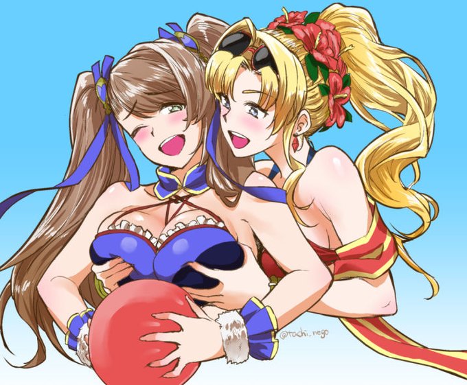 ポニテゼタが描きたくてベアもツインテにしてみた落書き 二人の浴衣バージョンとかはスキンで来てほしいなあ 