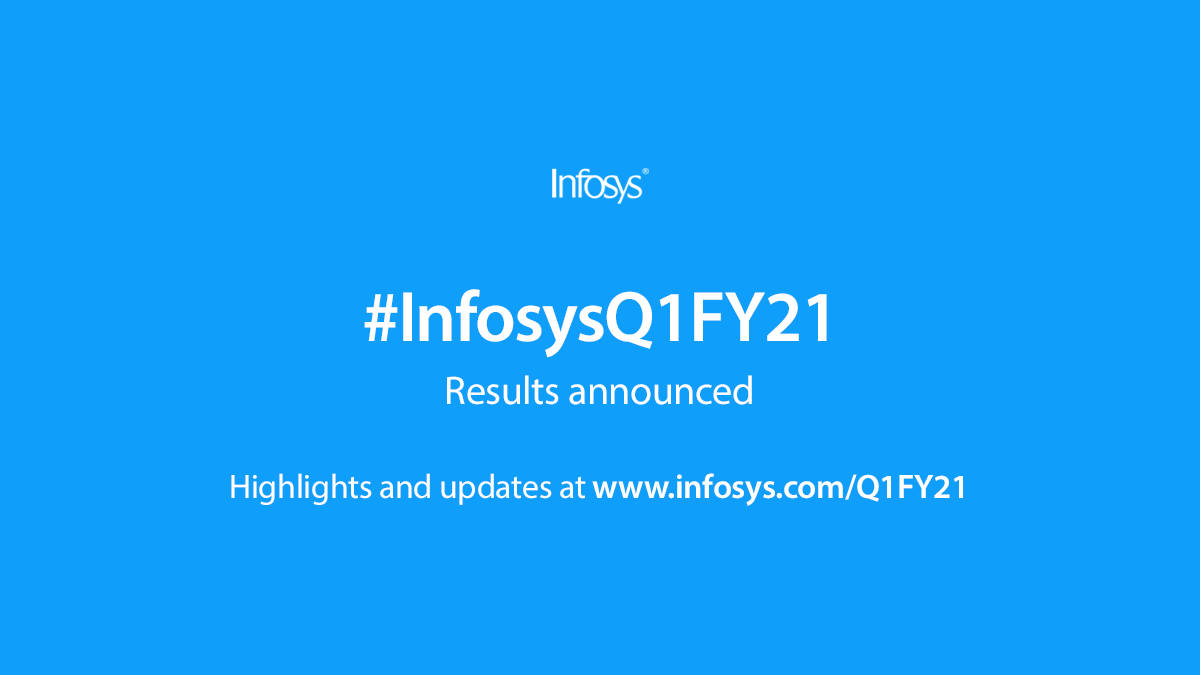 Infosys's tweet photo. #InfosysQ1FY21 results announced. Highlights to follow. https://t.co/Lc47WApUPz