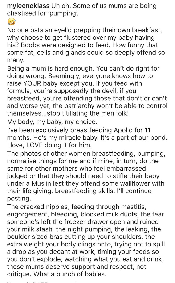 KlassMyleene's tweet photo. Mums, Dads, thank you for the incredible support on my BF post on my insta. So many of you have told me your stories, how you’ve been made to feel for bottle/bf in public. I posted as me and other mums were chastised for ‘pumping’. We’re all just doing our best. That is enough. X https://t.co/1Klgi81mYy