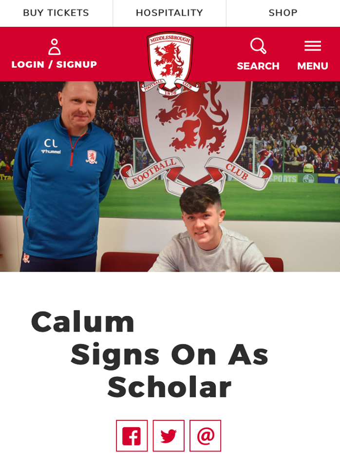 TeessideHigh's tweet photo. Congratulations to Year 11 pupil and our 2019-20 Senior Sportsman of the Year, Calum, who has this week signed scholarship forms at @Boro. We are all very proud of you, Calum! #teamTHS https://t.co/1M9hjF3QVQ