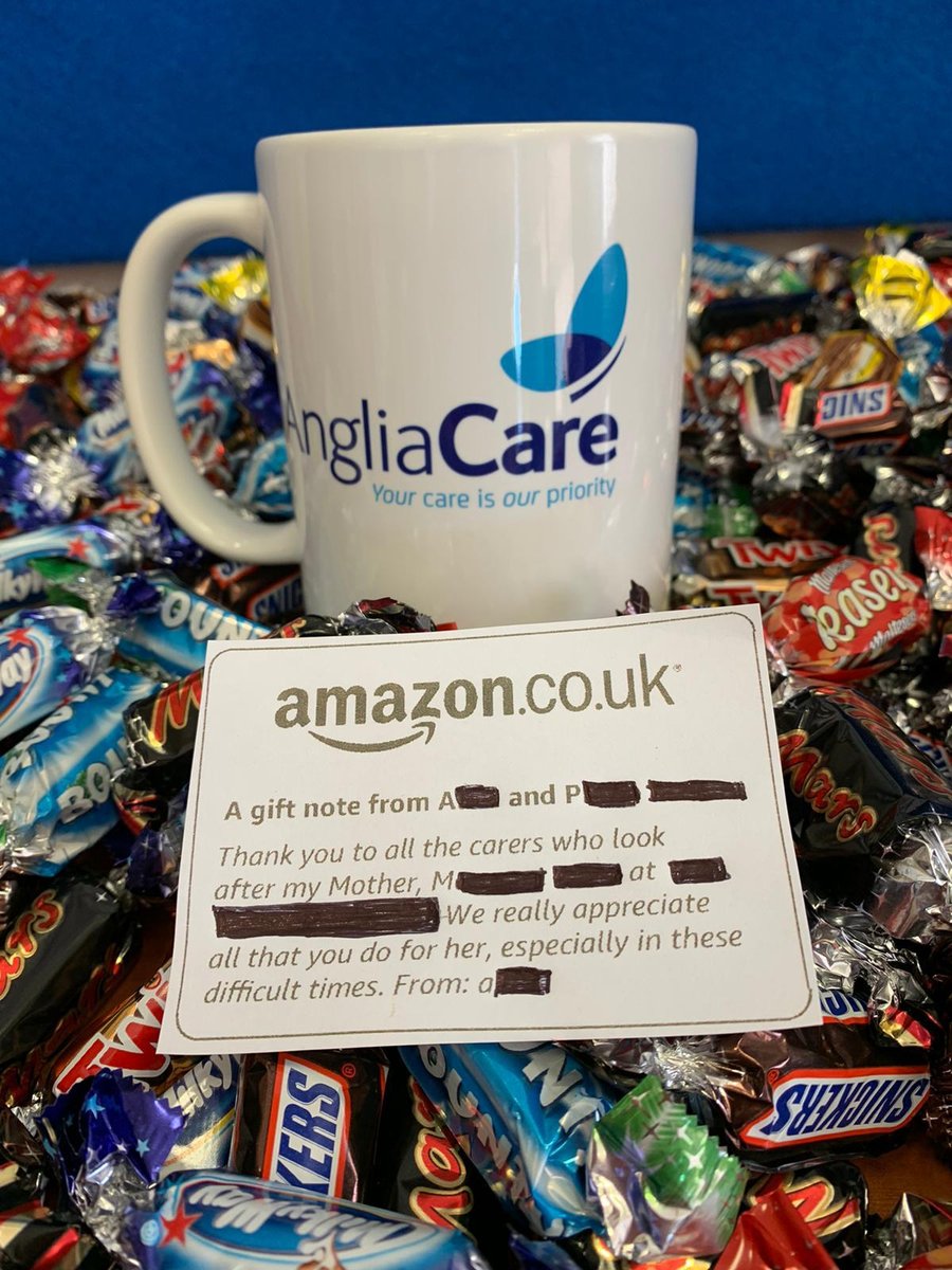 A lovely gift from one of our families, thanking the Anglia Care team 💙 Well deserved to our wonderful carers ⭐
