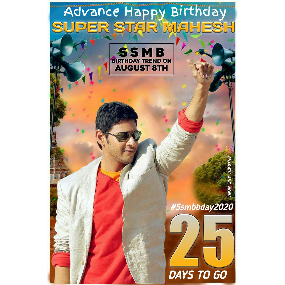 Bharath_Goud_M_'s tweet photo. Get Ready Cults🔥🤘
25 Days To Go
Advance Happy birthday @urstrulyMahesh Annaya♥♥
#Ssmbbday2020 #SSMBBdayTrendOnAugust8th #SSMBBdayCDPOnJuly25 #SarkaruVaariPaata https://t.co/UTUkBTUJWW