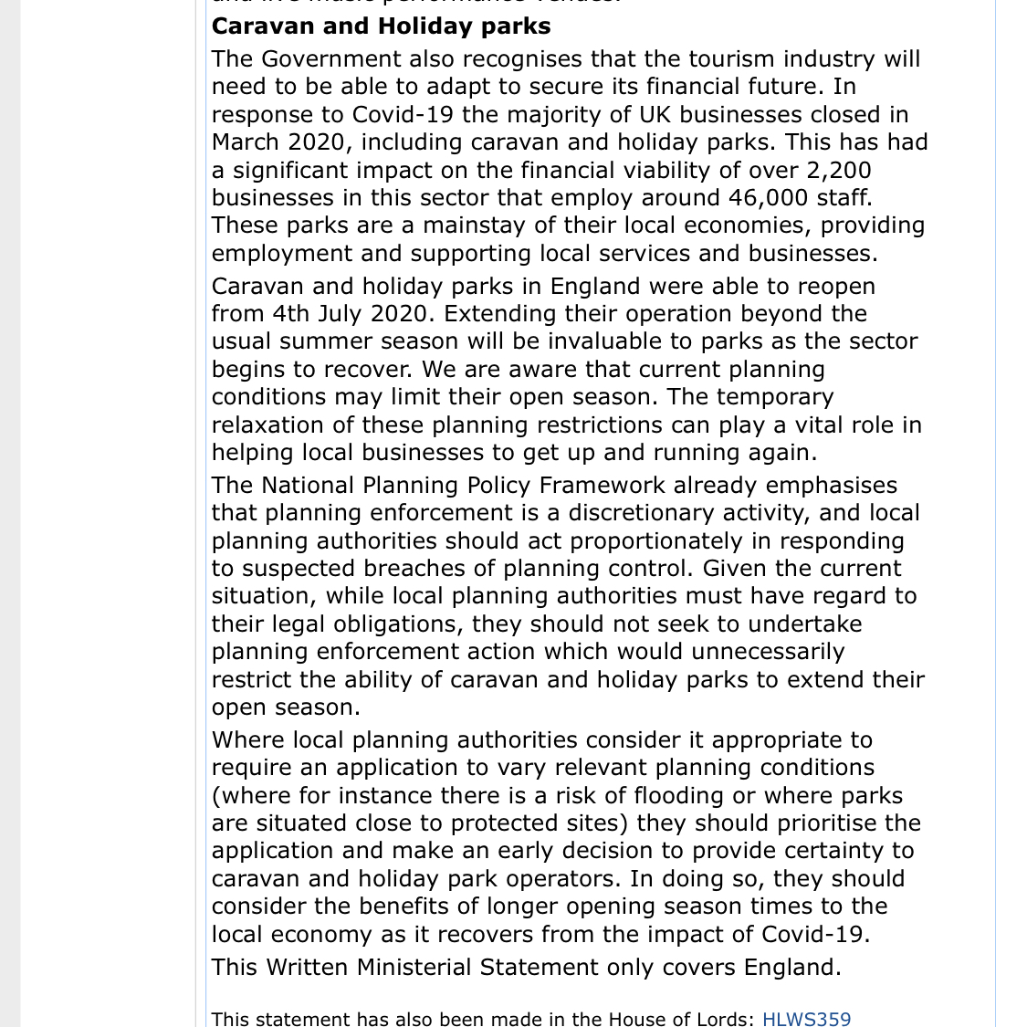 🙏<a href="/RobertJenrick/">Robert Jenrick</a> 🏴󠁧󠁢󠁥󠁮󠁧󠁿”Caravan and holiday parks..Extending their operation beyond..summer..invaluable..as the sector begins to recover..temporary relaxation of these planning restrictions can play a vital role in helping local businesses..” parliament.uk/business/publi…