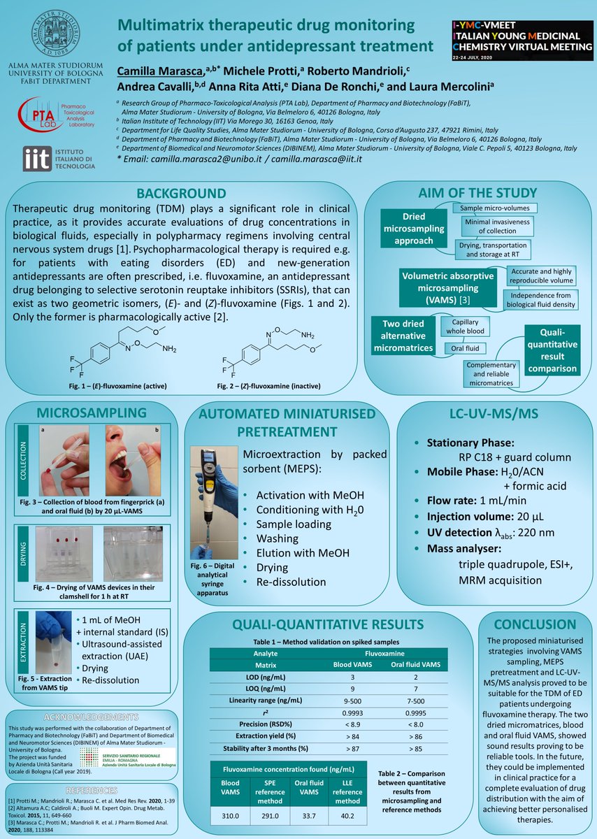CamillaMarasca's tweet photo. Camilla Marasca P07 "Multimatrix therapeutic drug monitoring of patients under antidepressant treatment"
@DCFSCI #IYMCVMEET
#analytical #method https://t.co/dNJa2u3sQC