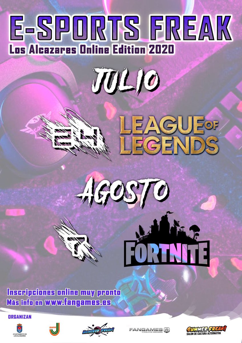 ¡ABRIMOS INSCRIPCIONES TORNEO DE #LeagueOfLegends! 👏🏻

Comienza la segunda ronda del E-Sports Freak - Los Alcázares Online Edition!

🗓️ Viernes 24 de julio.

🏆 150€* en tarjetas prepago de plataformas de videojuegos

📕 drive.google.com/file/d/18yseo_…

📝 docs.google.com/forms/d/e/1FAI…