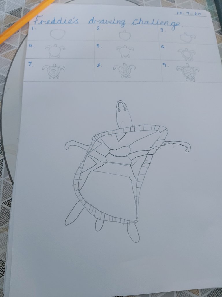 AJade89's tweet photo. @ball_hills  @whitecourtscho1
Freddie has done the drawing challenge, he finished it in 2 minutes &amp; 27 seconds 🐢🐢🐢🐢 https://t.co/LkB7A6vaep