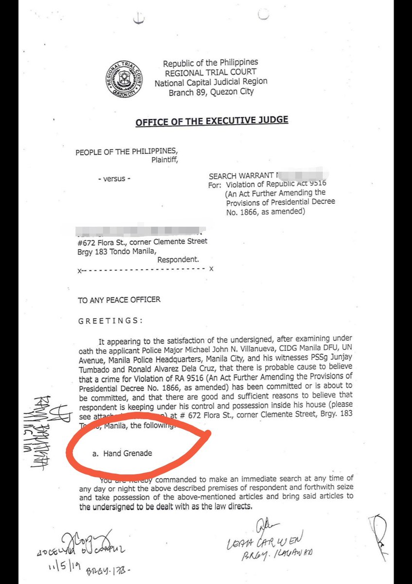 The SW should also specifically indicate the things to be seized. They cannot take what is not written in the SW such as personal effects (money, laptop, clothes, appliances, and other valuable items) check niyo baka akyat bahay/police na yan.