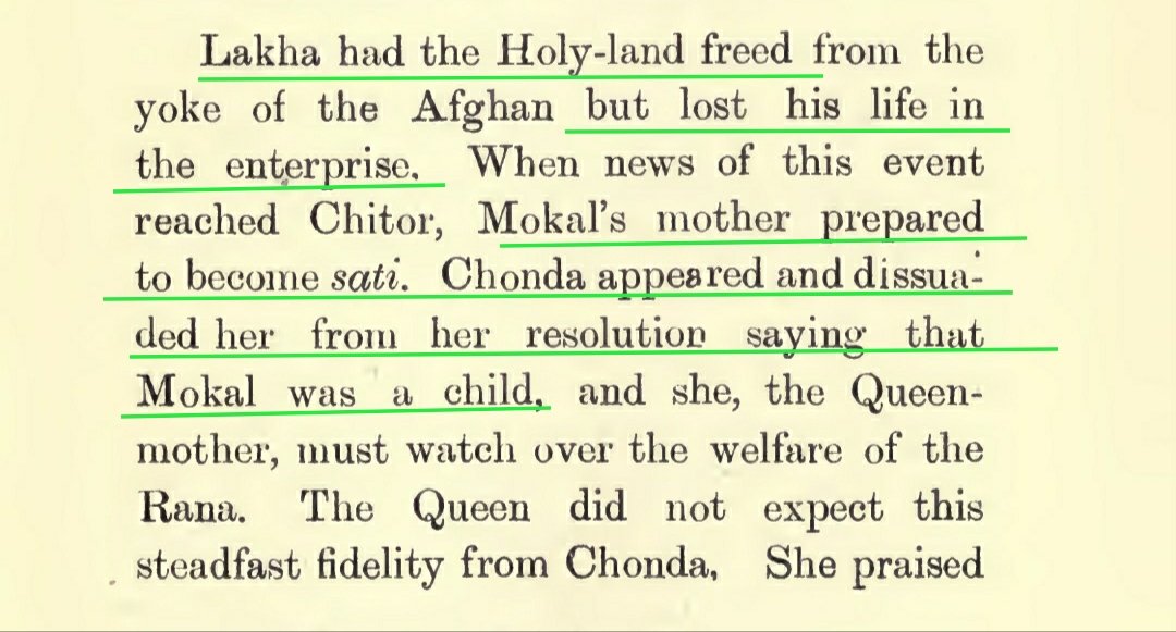Then, Rana Lakha Proceeded for Gaya, where he Defeated the Afghans and Freed the Holy Land, But Lost his life in 1421.His Youngest Wife (mother of Mokal) prepared for Sati, But was Persuaded against it by Chunda Himself.