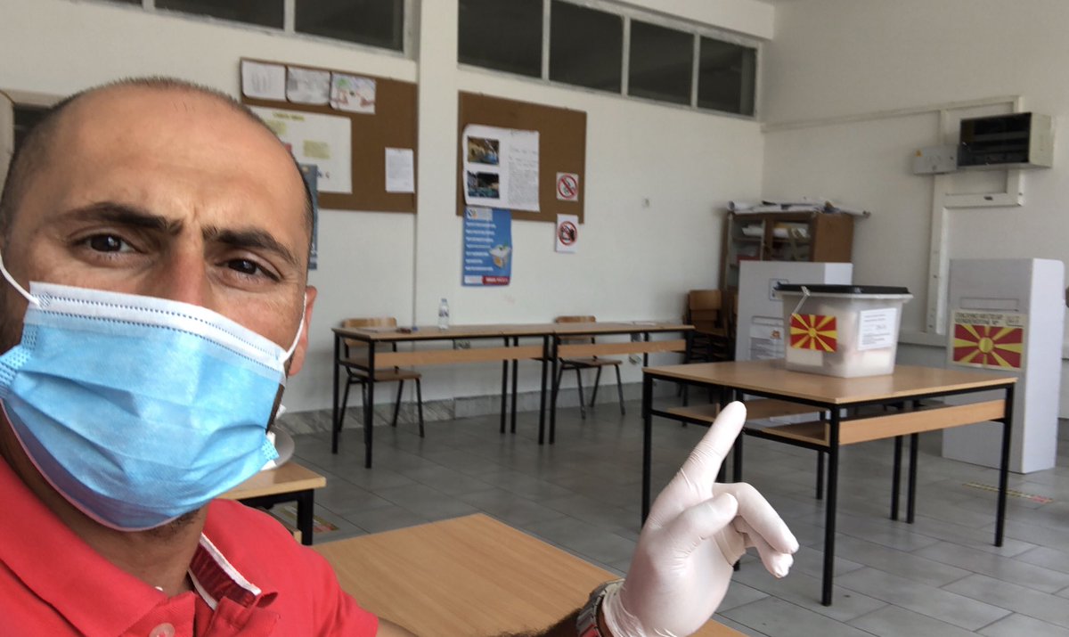 KUZEY MAKEDONYA CUMHURİYETİNDE ’ Covid-19 ‘özel önlemler altında, Erken Parlamento Seçimlerinden bir kare 15.07.2020 #izbori2020 #избори2020