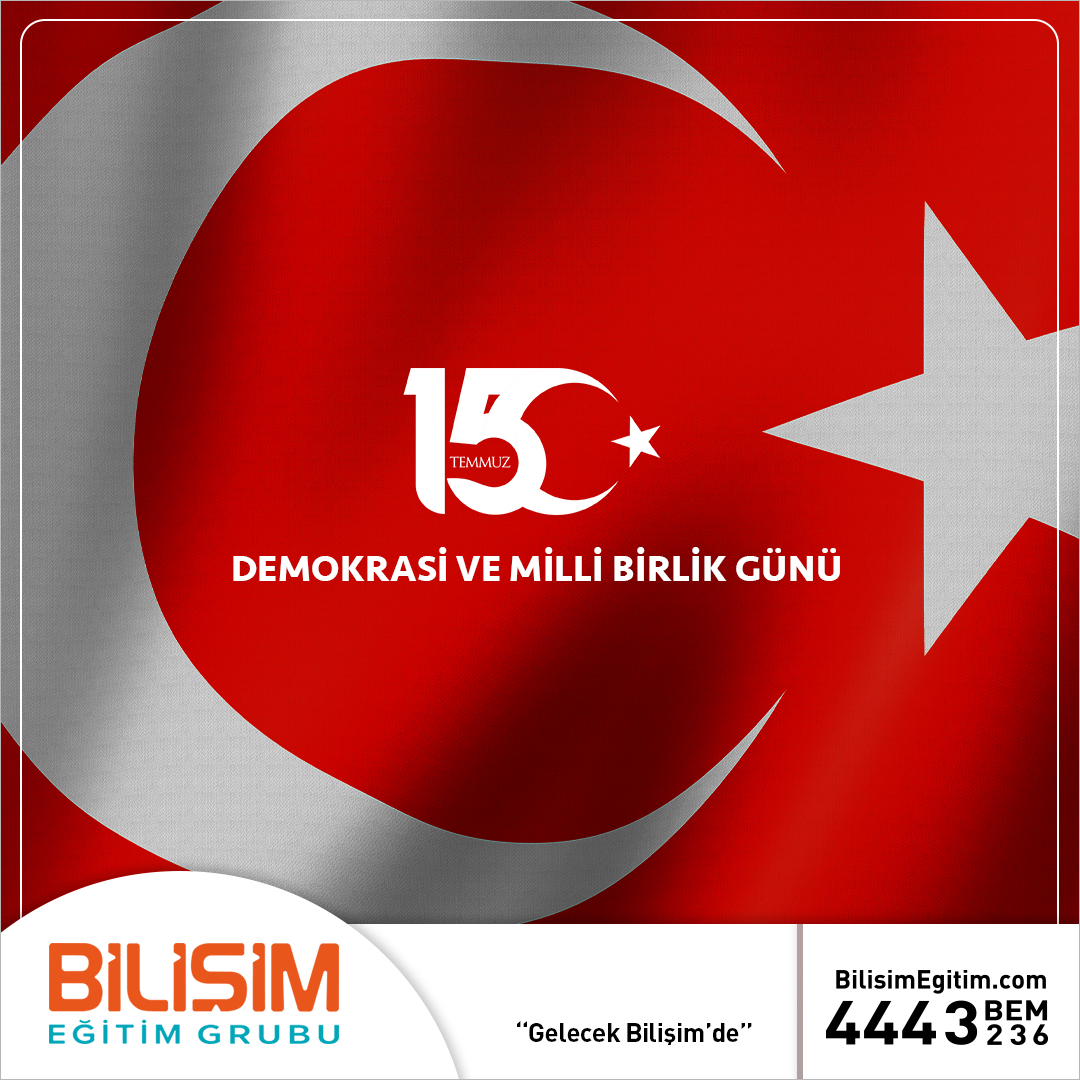 15 Temmuz Demokrasi ve Milli Birlik Günü Kutlu Olsun!
Tüm aziz şehitlerimizi ve gazilerimizi, saygı ve şükranla anıyoruz.

#15Temmuz #bilisimegitimgrubu #bilisimegitimmerkezi #egitimhühendisi #bilgikoleji #infolang #catx #birinsangelisimakademisi #bilisimkariyer #digimark