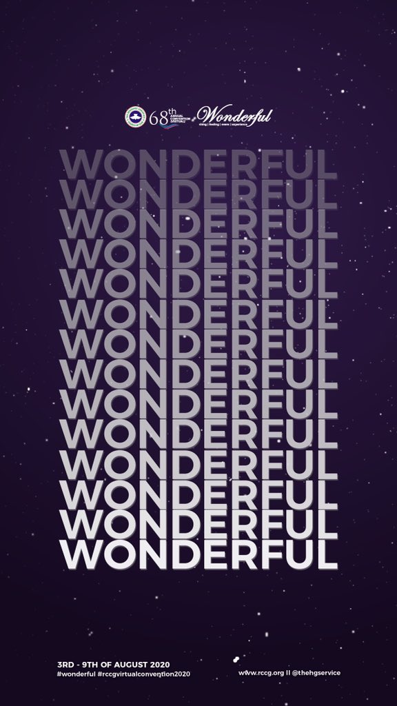rccghq's tweet photo. Hi friends, we figured that your Phone needs a WONDERFUL Wallpaper Update! 

So here you Go 😉

#WallpaperWednesday 
#Wonderful
#RCCGVIRTUALCONVENTION2020 https://t.co/QwbVpLuibk
