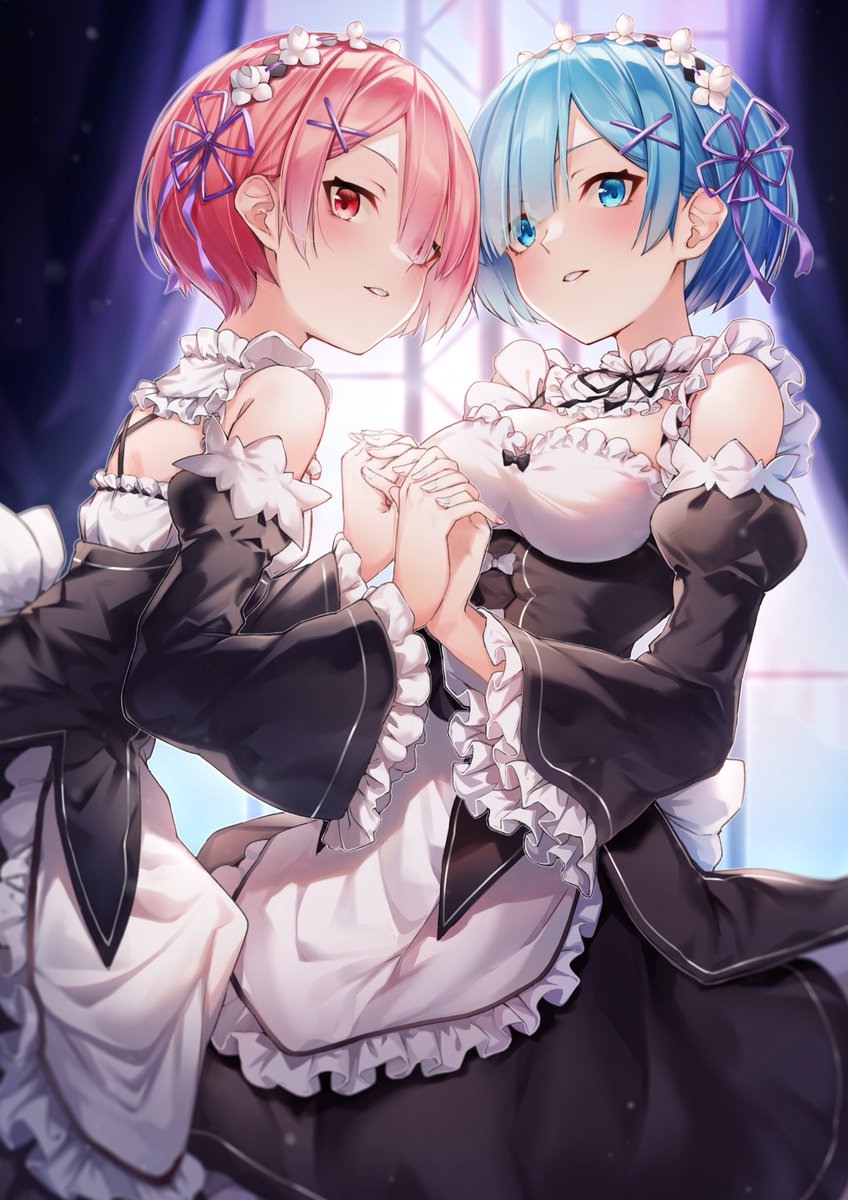ラム(リゼロ) ,レム(リゼロ) 「レム&ラム
#リゼロ 」|はちろくのイラスト