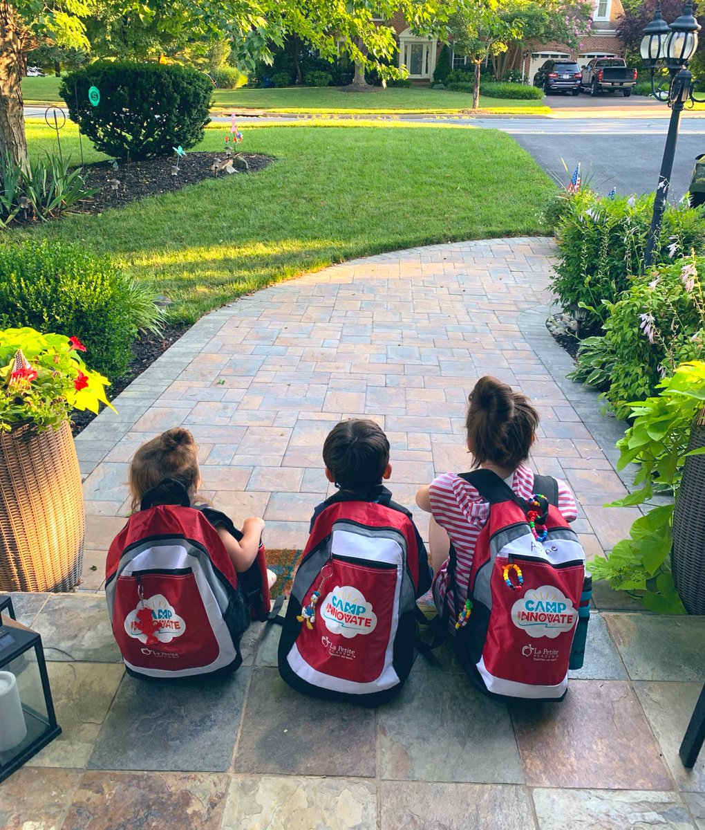 wmwwheels's tweet photo. Dropping these 3 off at summer camp (aka daycare) every day together is always a special &amp; rushed moment. We are so thankful for their teachers that treat them like family. Most of the time they get along. ❤️ #MrozinskiCrew #MatchingBackpacks #WhatMattersMost https://t.co/UthYTiDZXS