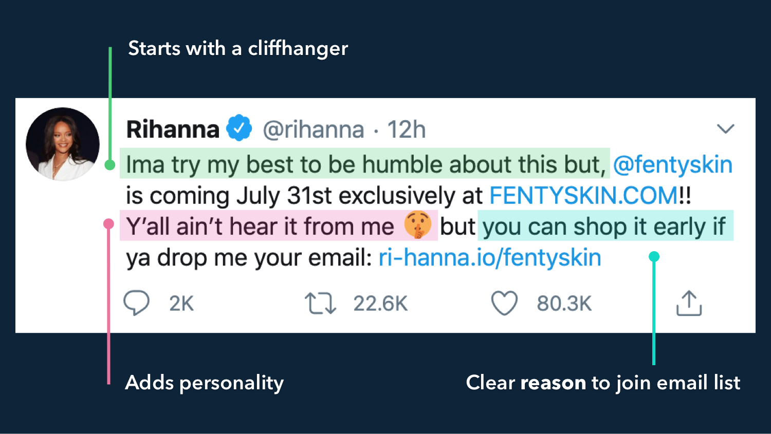 Harry's Marketing Examples on Twitter "Rihanna's a great copywriter…