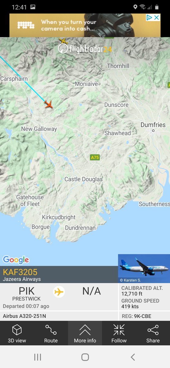 BloodyPolitics's tweet photo. Jazeera Airways making a break for the English border. And who can blame them. 😉
#Prestwick #KAF3205 https://t.co/P0GRHfDJhZ