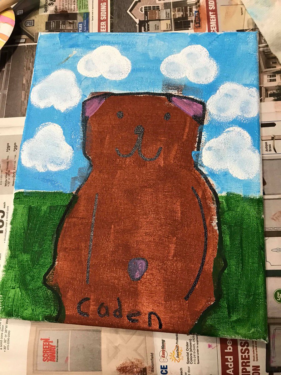 STJPanthersArt's tweet photo. Caden used his Art skills to create a  painting of a character from this book he read. Awesome job Caden! https://t.co/R6bJEeyU7m