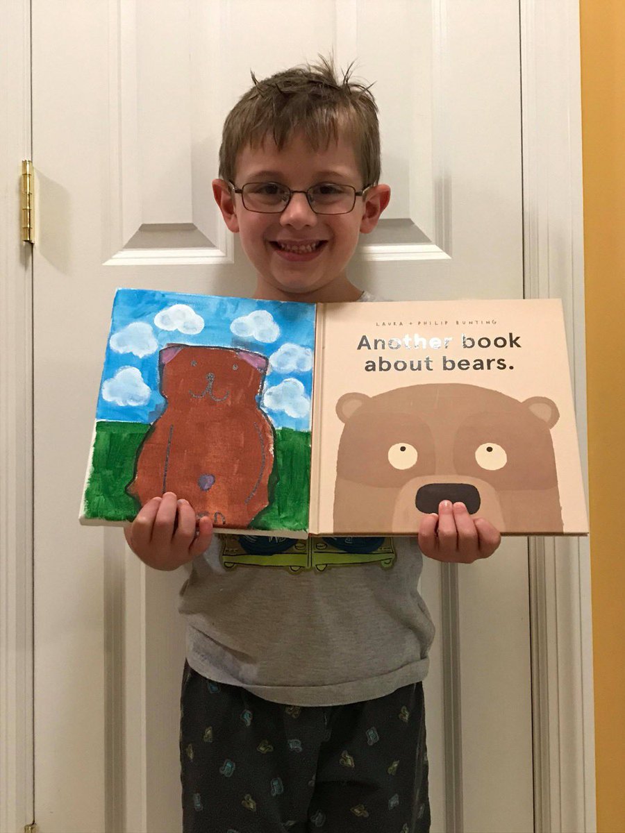 STJPanthersArt's tweet photo. Caden used his Art skills to create a  painting of a character from this book he read. Awesome job Caden! https://t.co/R6bJEeyU7m