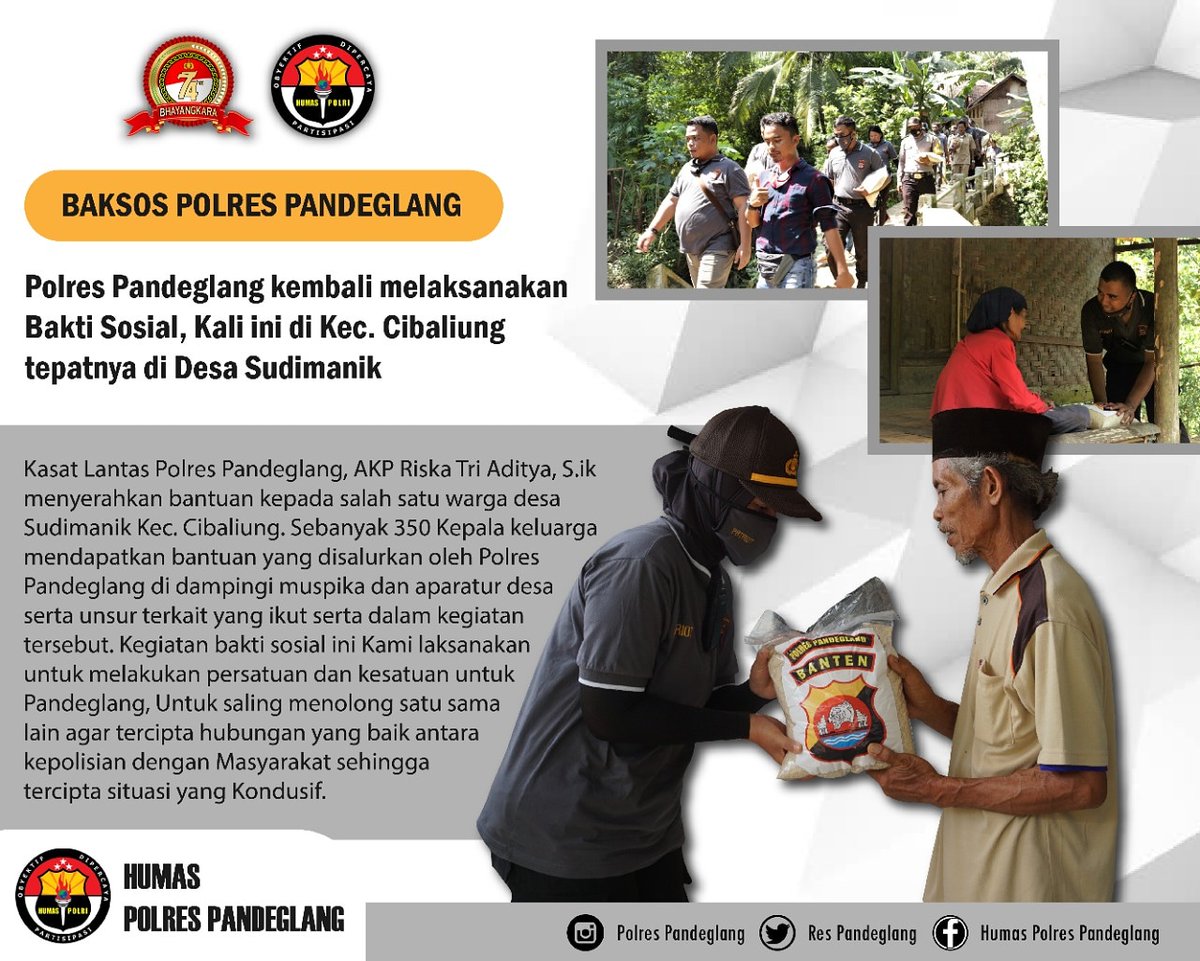 Untuk kesekian kalinya Polres Pandeglang kembali melaksanakan bakti sosial.

@divisihumaspolri
<a href="/multimedia/">MultiMedia Services</a>.humaspolri
@multimedia_poldabanten
@humaspoldabanten
#polrespandeglangkece
#PolriHumanis
#polripromoter
#thebestpolbanten