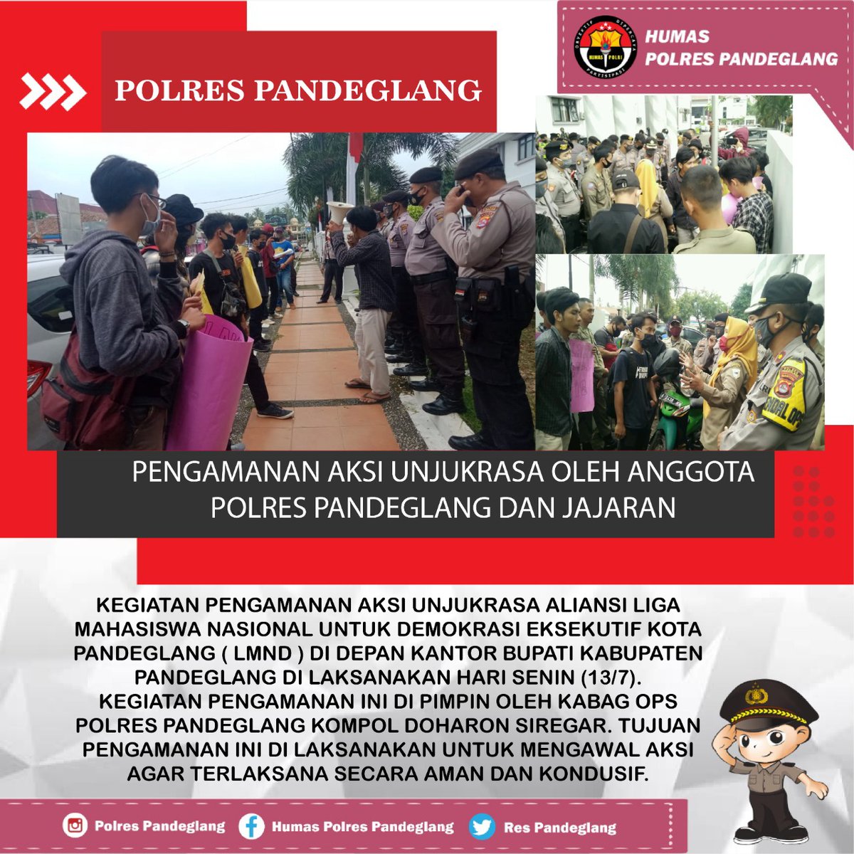 Pengamanan aksi unjukrasa di Kantor Bupati Pandeglang

@divisihumaspolri
<a href="/multimedia/">MultiMedia Services</a>.humaspolri
@multimedia_poldabanten
@humaspoldabanten
#polrespandeglangkece
#PolriHumanis
#polripromoter
#thebestpolbanten