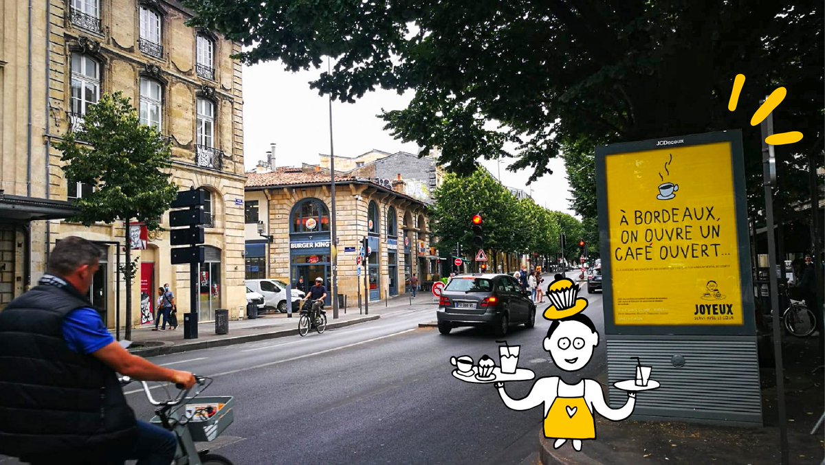 cafejoyeux's tweet photo. Nos joyeuses affiches colorent l’agglomération bordelaise ! Vous les avez vu ? 🤩
 
📍Situé au 31 rue Sainte-Colombe, 33000 Bordeaux, notre Café Joyeux vous accueille du mardi au samedi de 11h à 22h. 

Merci @JCDecaux_France 💛

https://t.co/ify4frSHz9 
#inclusion #handicap https://t.co/X8iCY6qnVx
