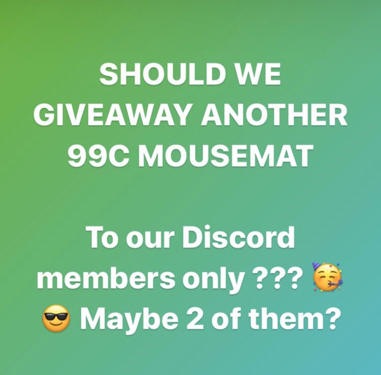 Should we giveaway another #99C Mousemat or 2 to our Discord only members??? 🤔😎💚🏆

Poll in the replies! 

<a href="/99Crooks/">99Crooks (PINNED)</a> 🔥