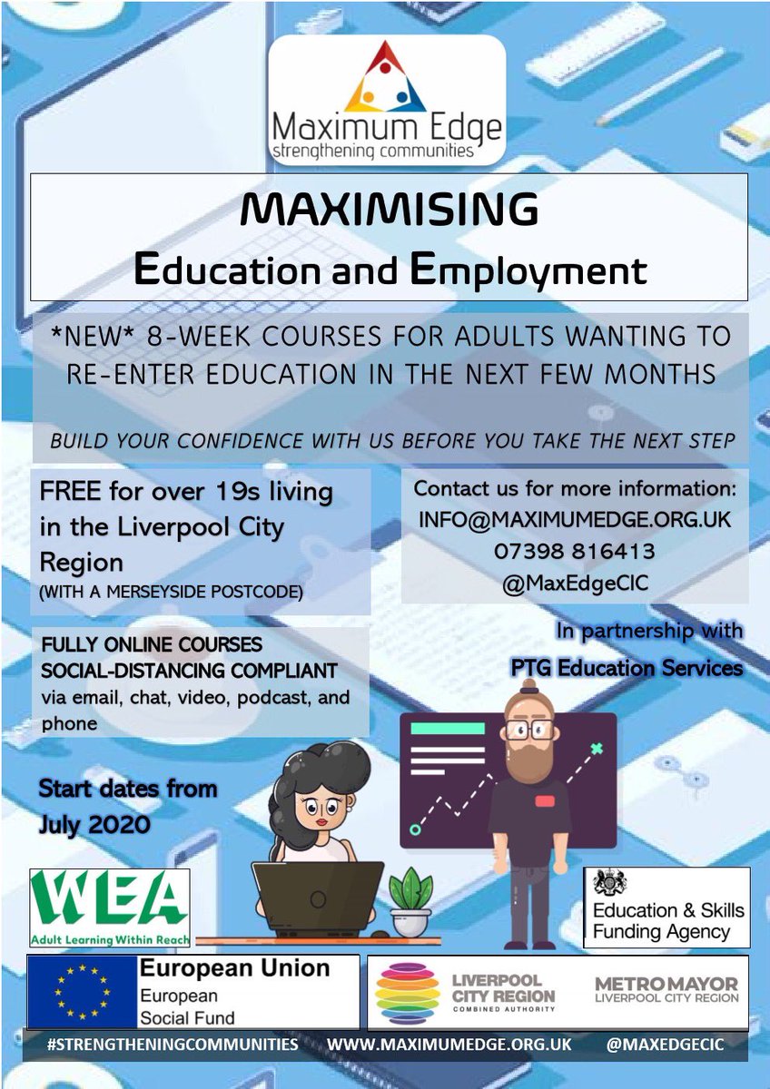ptglover's tweet image. Delighted to be delivering two courses in partnership with @MaxEdgeCIC for those wanting to return to education or employment. All content on-line and Covid-19 proof! Details below⬇️ @CarmelUniCentre @whatsonsthelens @TorusFdnLizi @sthelenscouncil @StHelensCAB @StHelensCollege