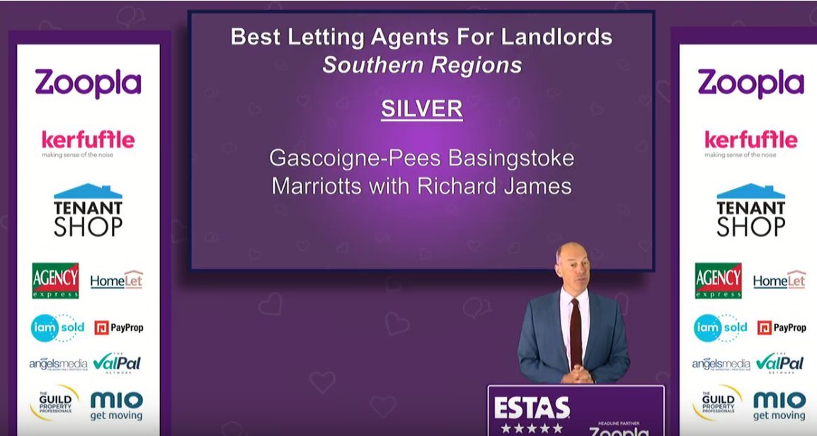 We couldn’t be happier! We’ve won Best Letting Agents in the extra special ESTAs Property Awards 2020! 

Well done team Gascoigne Pees Basingstoke 🎉
#watchingtheESTAs