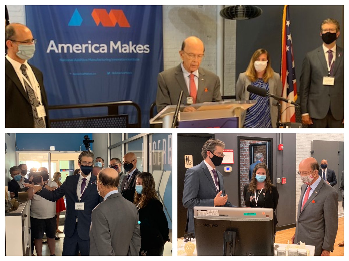Honored to host US Secretary of Commerce Wilbur Ross at our Youngstown facility. Visit included tour of <a href="/ybiTweets/">The Youngstown Business Incubator</a>, and a stop at #AMmember <a href="/JuggerBot3D/">JuggerBot 3D</a>. Secretary Ross presented us a $1.4 million grant from <a href="/NIST/">National Institute of Standards and Technology</a> to continue #COVIDresponse efforts. <a href="/SecretaryRoss/">Sec. Wilbur Ross</a> <a href="/CommerceGov/">U.S. Department of Commerce</a>