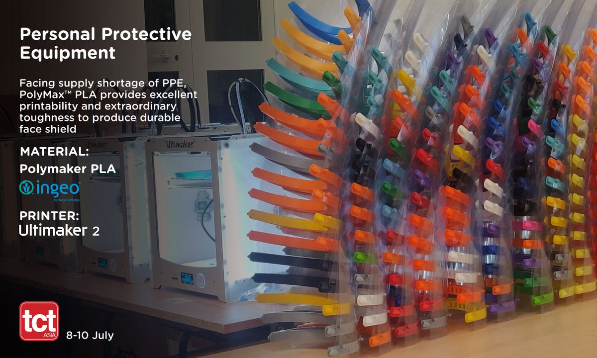 Facing supply shortage of PPE, Polymaker PLA  provides  excellent printability and extraordinary toughness to produce durable face shield. Polymaker PLA is empowered by <a href="/natureworks/">NatureWorks</a> We will present it at TCT Asia. 
<a href="/Ultimaker/">UltiMaker</a> <a href="/3dInvent/">Invent 3D</a>