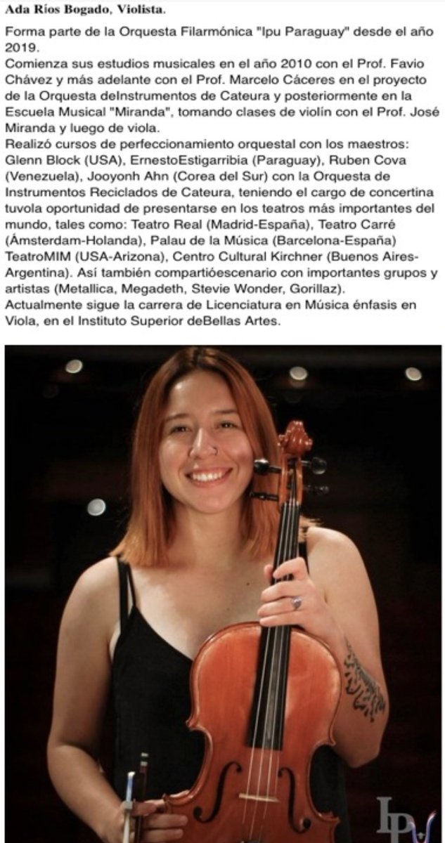 OrquestaRecicla's tweet photo. Felicitamos a Ada Ríos, fue concertina de la @OrquestaRecicla y desde 2019 integra la Orquesta Filarmónica @ipu_paraguay. Ada es la protagonista del libro #AdasViolin, elegido libro del año en USA 🇺🇸 Nos complace generar oportunidades que permiten que los sueños se hagan realidad https://t.co/SKsIbtzmDc