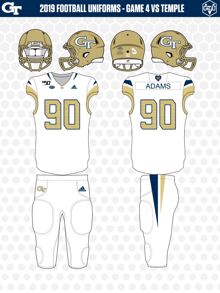GTUniVault's tweet photo. My templates are finally finished so now the real work of archiving begins!
Here is every uniform worn in @CoachCollins first year at Georgia Tech!
(All jerseys in my 2019 archives are with #90 in memory of Brandon Adams)
#TogetherWeSwarm #4the404 #UniTracker
1/3 https://t.co/ObKjmDdpNw