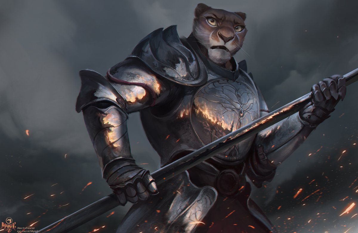 AlectorFencer's tweet photo. I saw my world burn to the ground but I stand strong against the flames. #Myre2 https://t.co/KFyZreelmZ